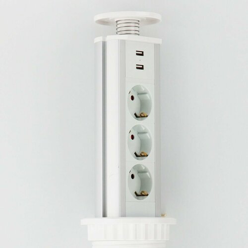 Встраиваемая выдвижная розетка для столешницы, скрытый удлинитель для кухни на 3 розетки с заземлением, провод 1.8 м