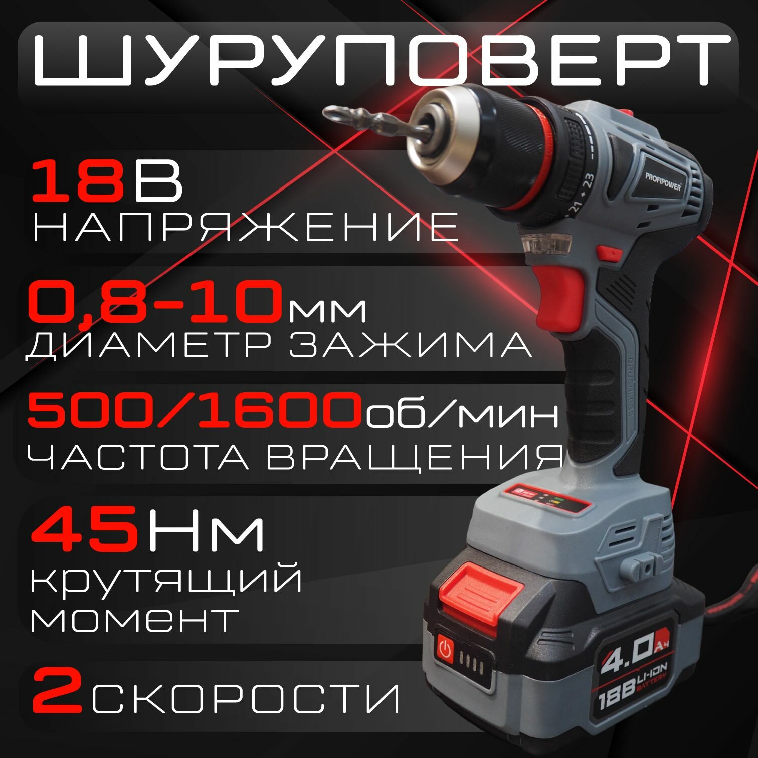 Набор PROFIPOWER 2 предмета 18В (Шуруповерт, Болгарка) — фото 1