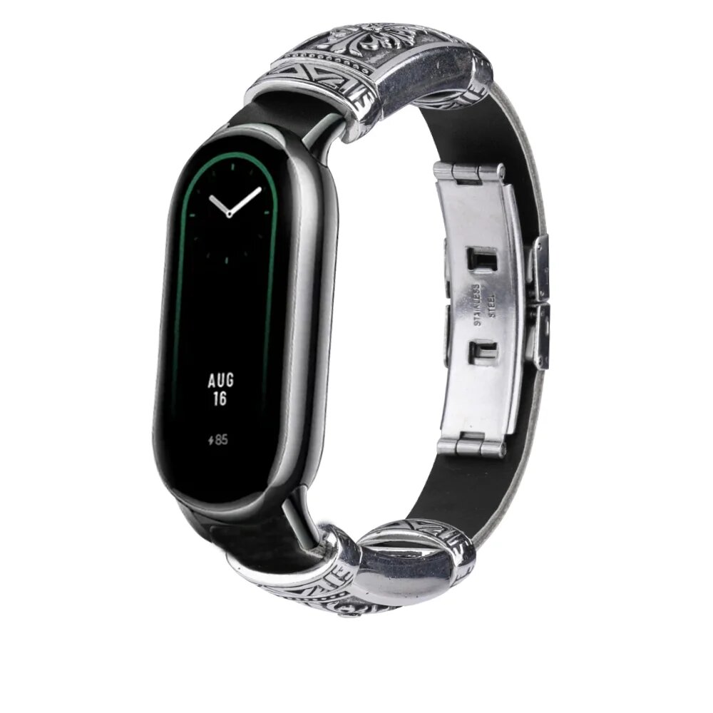 Металлический кожаный ремешок для Xiaomi Mi Band 8
