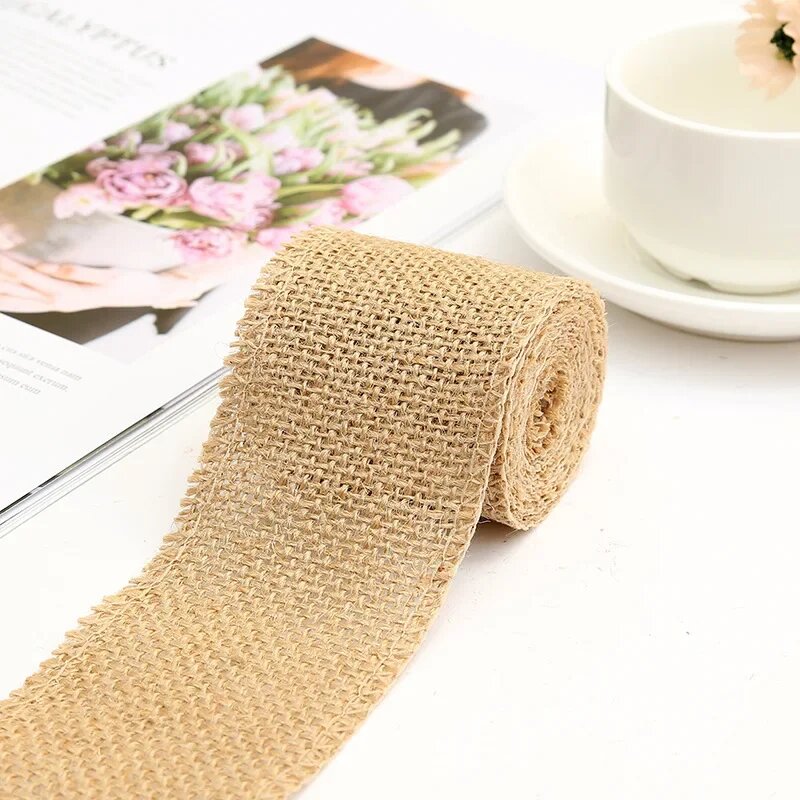 Лента джутовая разноцветная 2 м Colorful Jute Burlap Бежевый