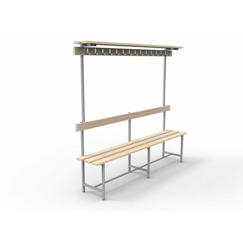 Скамейка универсальная Титан СВТ-9 со спинкой вешалкой и полкой металлдерево 2 м 12250₽
