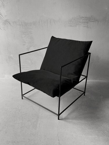 Изображение товара Кресло мягкое удобное для отдыха, уличное, на балкон, на веранду, в стиле лофт, минимализм, Флафф Велюр черный