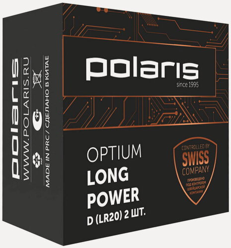 Изображение товара Батарейка Polaris PB LR20 (D) (2 шт.) OPTIUM