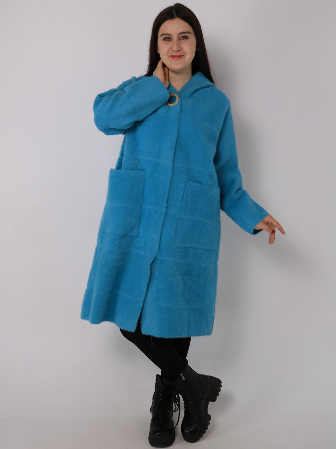Пальто, размер One Size, лазурный — фото 1