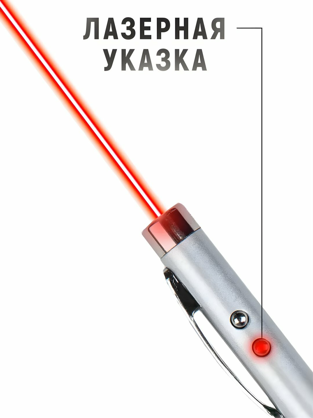 Указка ручка для учеников и преподавателей, указка, лазер, фонарик, магнит, Серый металлик — фото 1