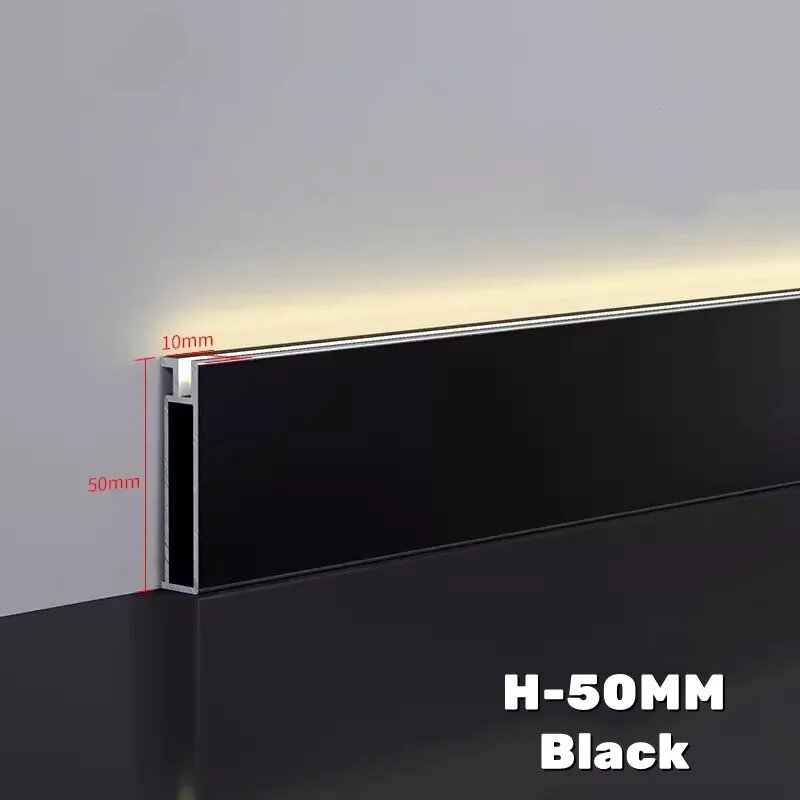 Жесткий алюминиевый светодиодный профиль ksdligh, H-50MM Black, Черный