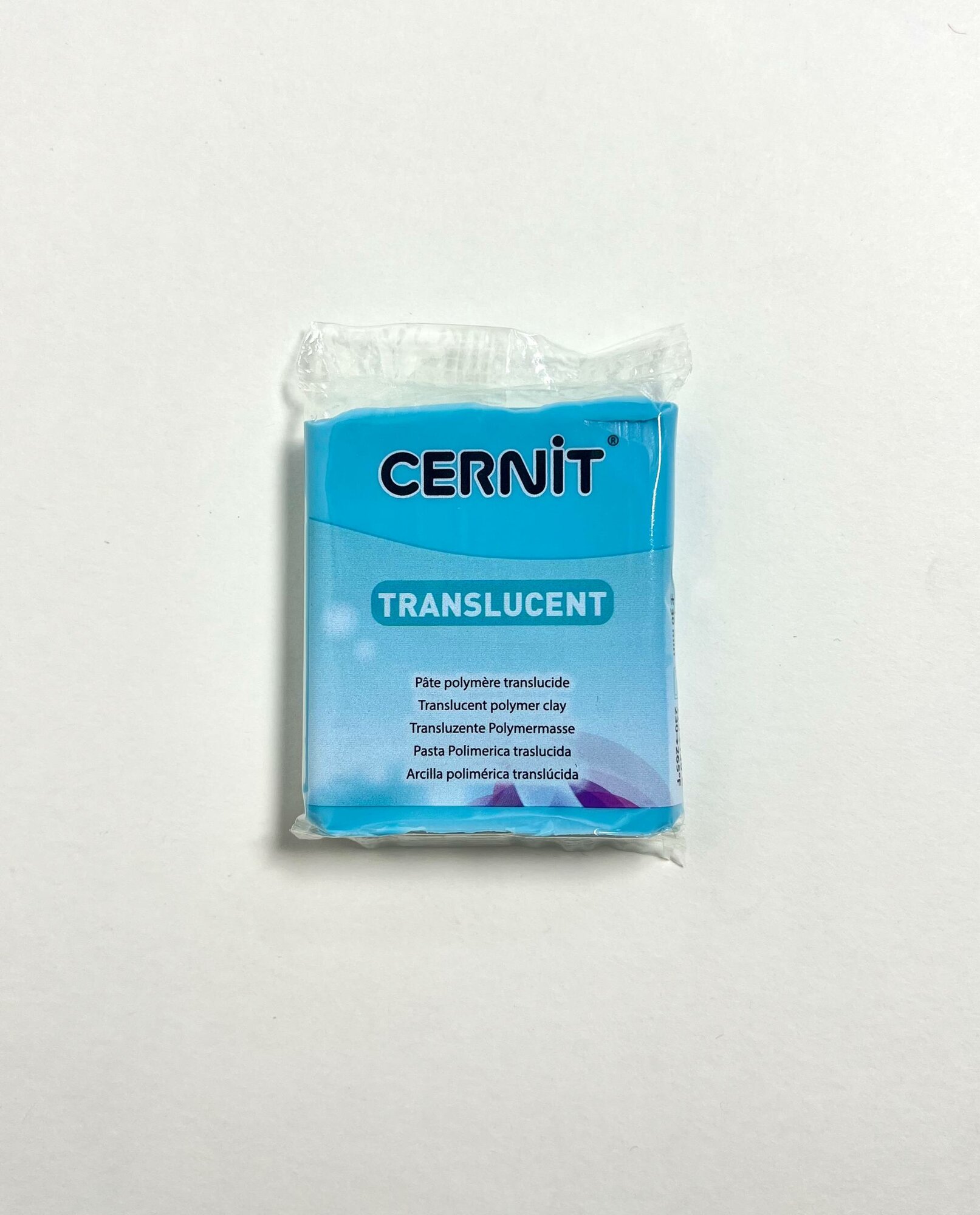 Полимерная глина Cernit "Translucent turqoise blue", цвет голубая бирюза , 56 грамм для лепки из полмерной глины
