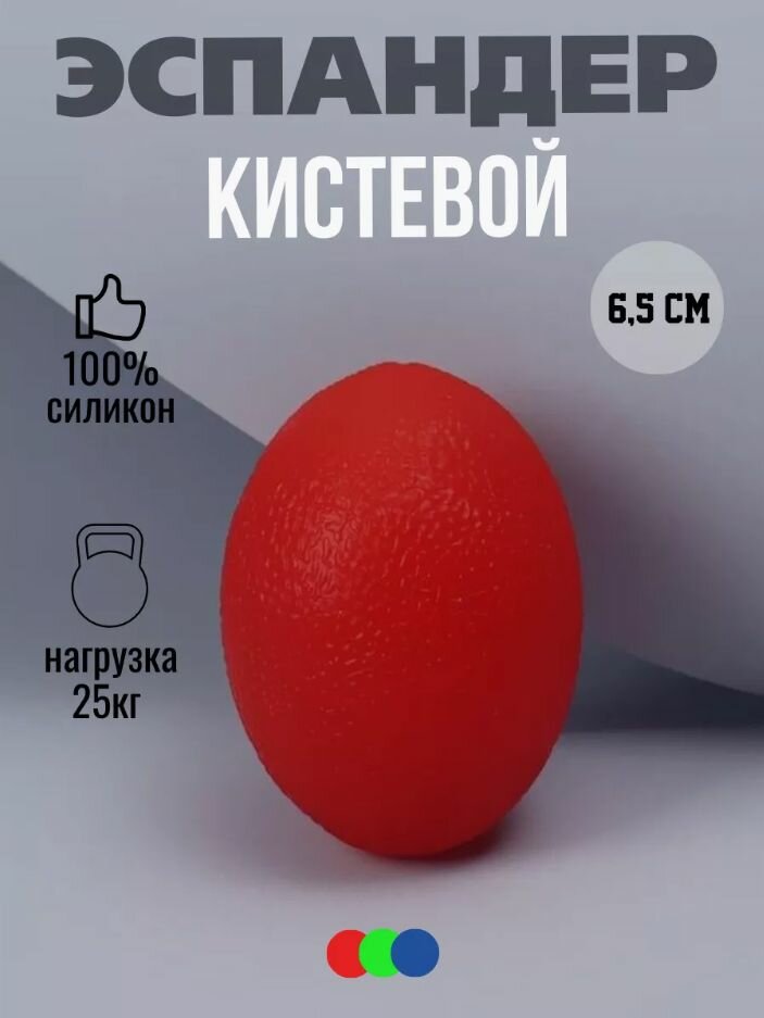 Эспандер кистевой. Цвет: красный, силиконовый, размер 6x4.5x4.5 см, нагрузка 25 кг.