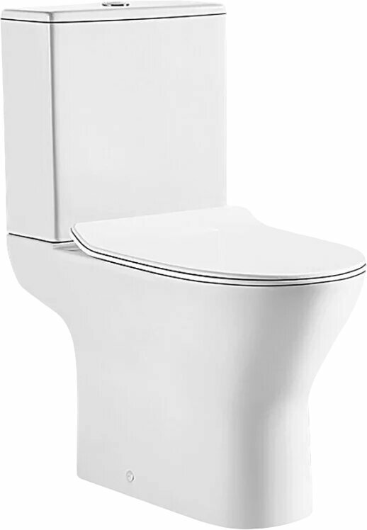 Унитаз-компакт напольный WesnaArt Ocean 102-OCE12 с микролифтом безободковый фарфоровый антивсплеск белый с нижним подводом овальный