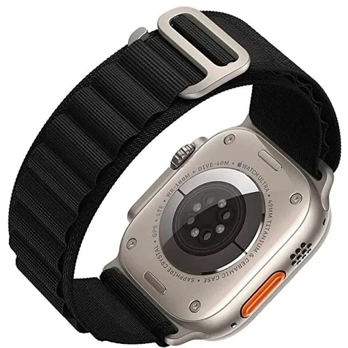 Тканевый ремешок Альпийская петля для Apple Watch 42 мм/44/45 mm/ series 1 2 3 4 5 6 7 8 /SE/SE 2022, Ultra черный