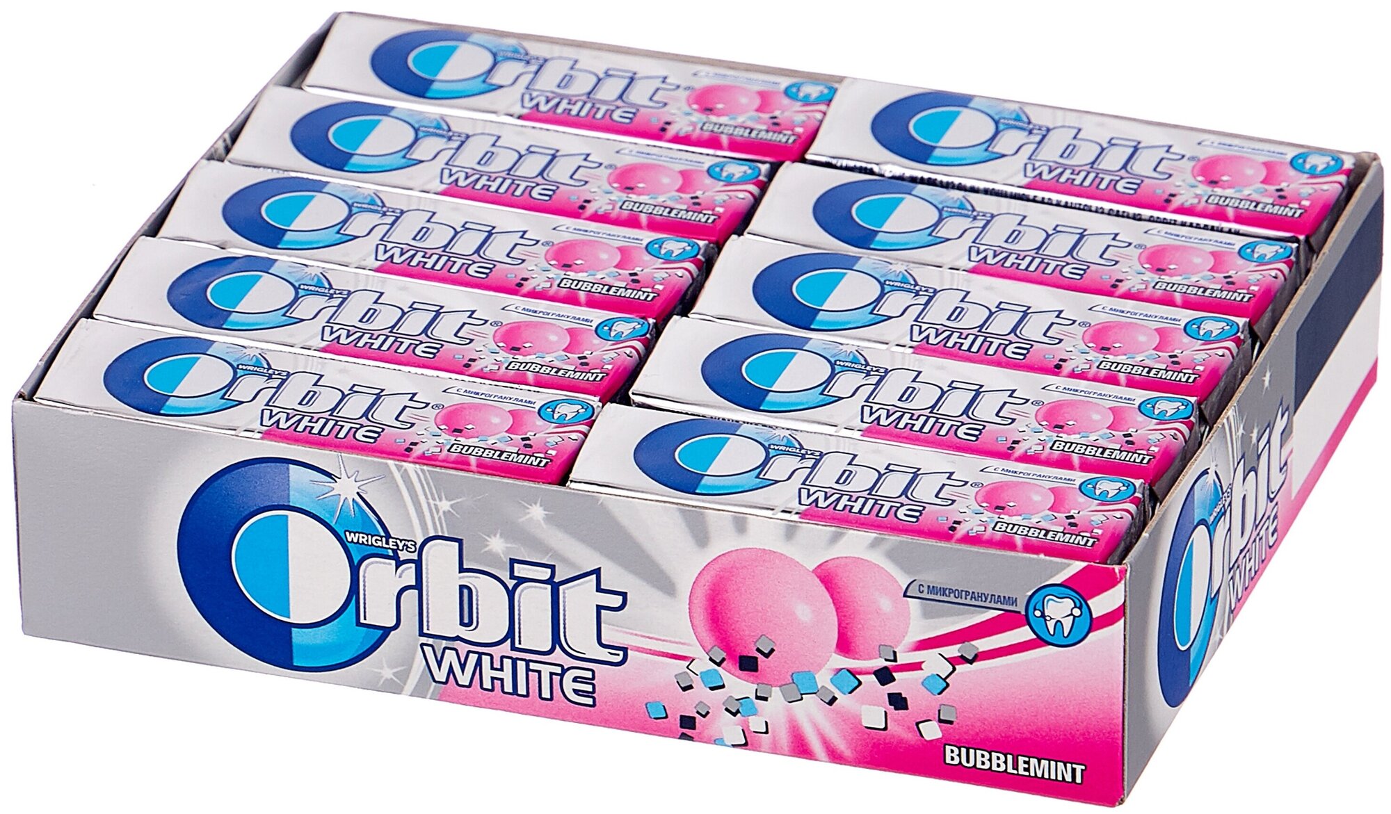 Жевательная резинка Orbit White Bubblemint, без сахара, 13.6 г, 30 шт. в уп.