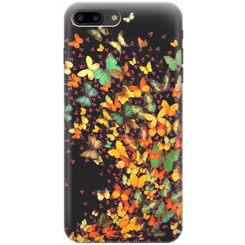 Силиконовый чехол на Apple iPhone 8 Plus / 7 Plus / Эпл Айфон 7 Плюс / 8 Плюс с рисунком Взрыв бабочек чехол книжка на apple iphone 8 plus 7 plus эпл айфон 7 плюс 8 плюс с рисунком голубые орхидеи золотистый