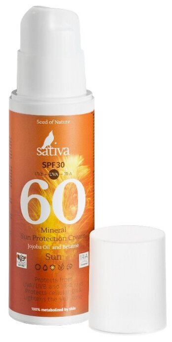 Sativa Sativa Крем минеральный солнцезащитный №60 SPF 30, 150 мл