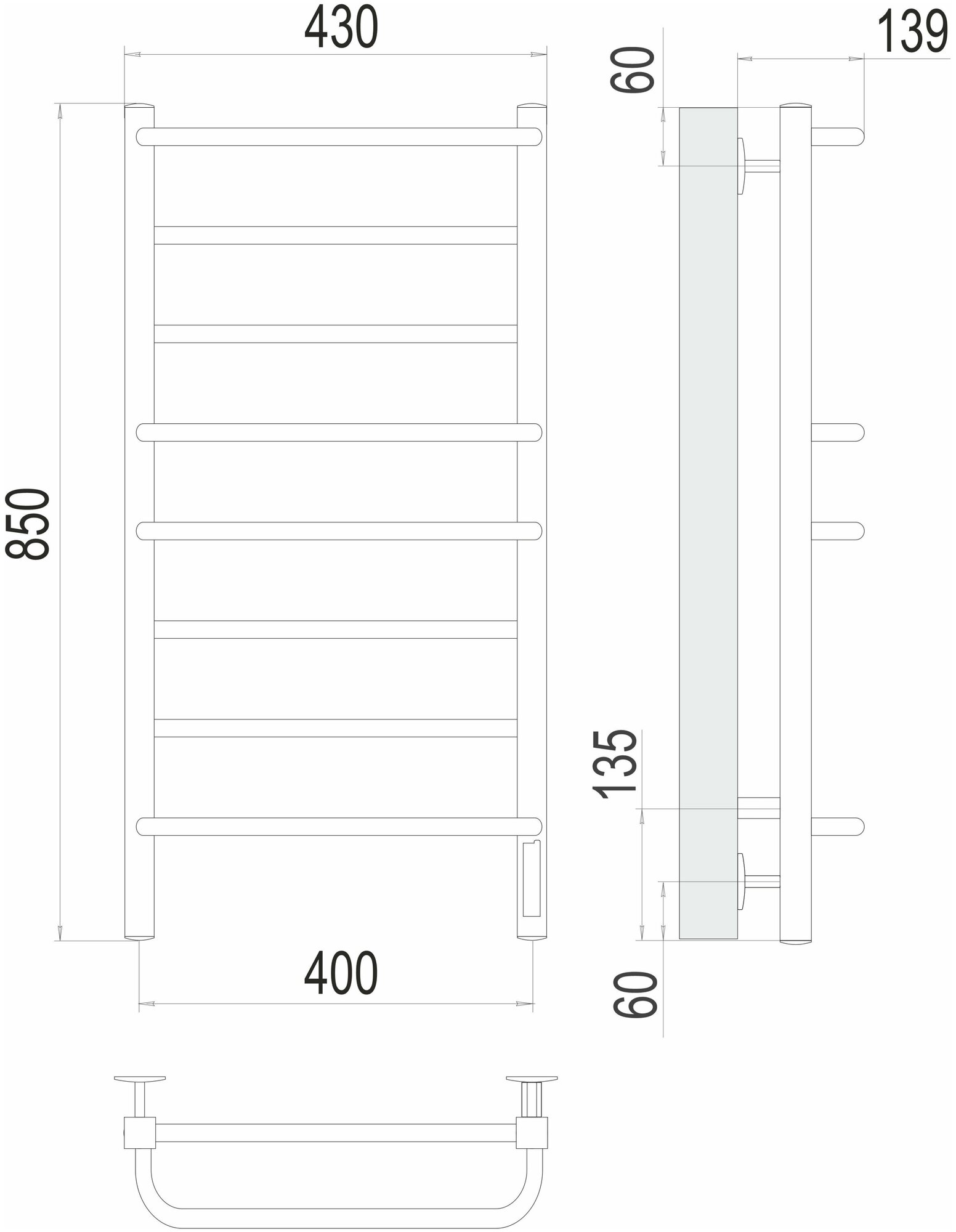 П/сушитель электр. Евромикс П8, 400*850мм, Terminus (Россия), арт ЕвромиксЭП8-400850 - фотография № 3