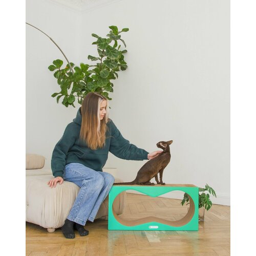 Напольная когтеточка-лежанка для кошек из картона Tommy Cat Конвекс, зелёная