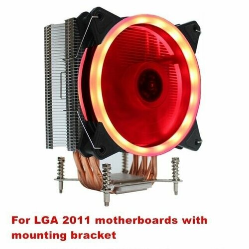 Вентилятор охлаждающий для процессора, кулер, гидродинамический подшипник 6 трубок 1 вентилятор 4 PIN RL красная подсветка 2011LS