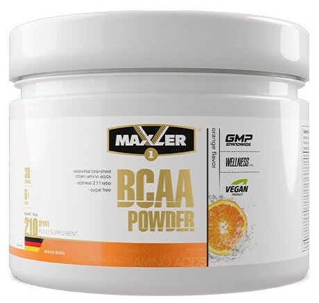 Комплекс аминокислот Комплекс аминокислот Maxler BCAA Powder EU, 210 гр. - Апельсин