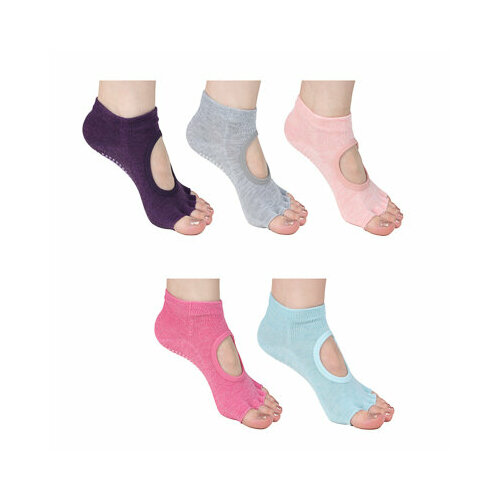 Silapro носки противоскользящие для йоги фитнеса и пилатеса с открытыми пальцами 35-39р 5 цветов 2966₽