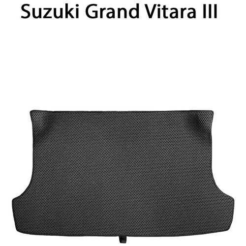 Коврик ЭВА в багажник для Suzuki Grand Vitara III (05-15г.). Для 5-ти дверного авто от SUPERVIP. Серый цвет.