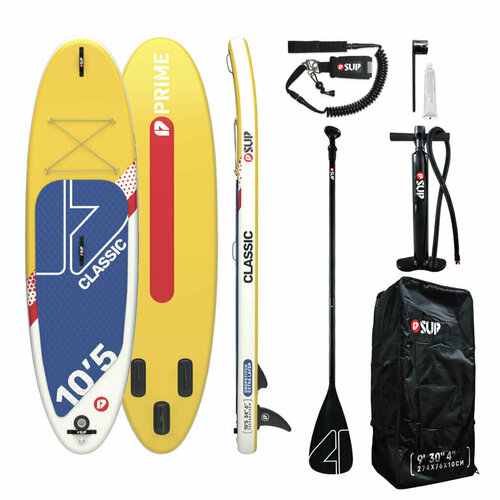 фото Cап борд надувной двухслойный prime 10'5x34"x6" classic yellow / sup board, сапборд, доска для сап серфинга