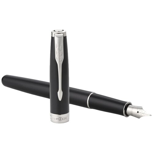 фото Parker 2121710 набор 2020: перьевая sonnet core f530, lacquer deep black gt (перо m) + чехол для ручки