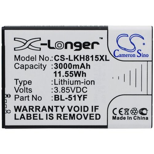 фото Аккумулятор cs-lkh815xl (bl-51yf) для lg g4 h818 3.85v / 3000mah / 11.55wh oem