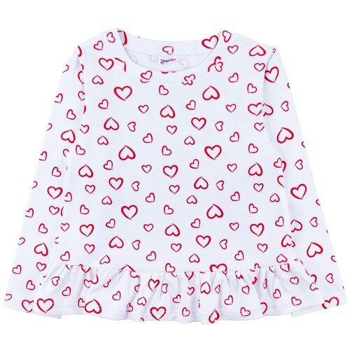 фото Лонгслив youlala белый с оборкой для девочек размер 122 юлала