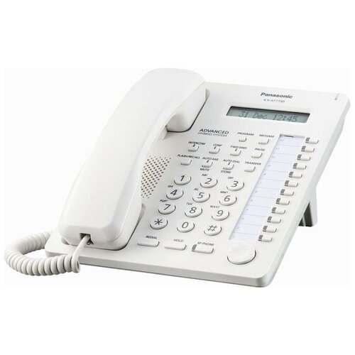 Телефон Panasonic KX-AT7730RU (PP) (белый) Системный телефон с дисплеем и спикерфоном (12 кнопок)