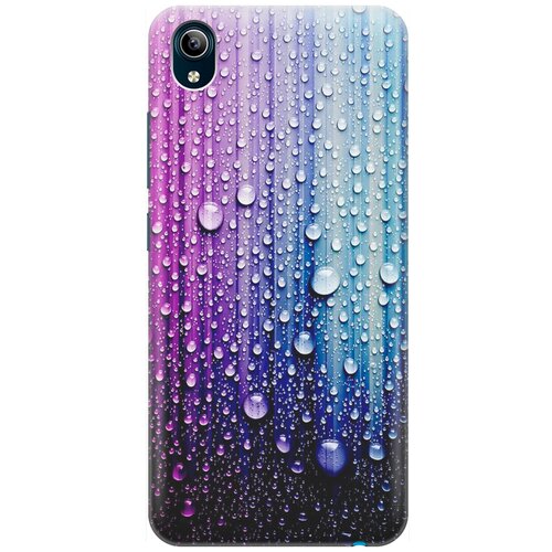 фото Ультратонкий силиконовый чехол-накладка для vivo y91c с принтом "капли на голубом" gosso