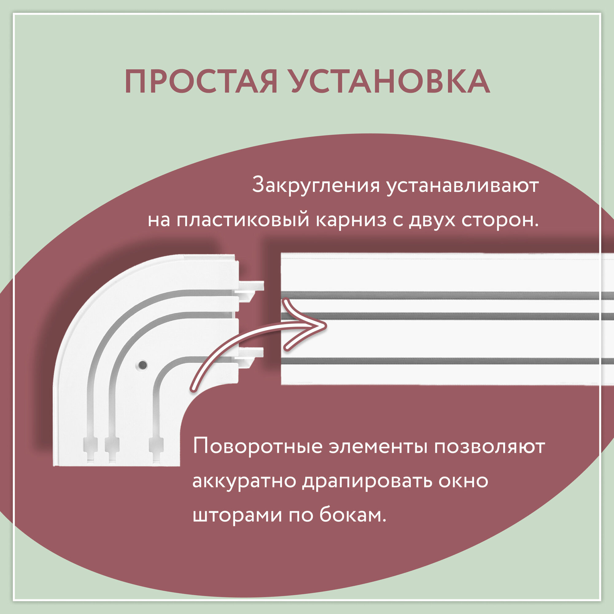 Закругления трёхрядные для пластикового карниза (1лев+1прав) / Закругления шины трёхрядные (пара)