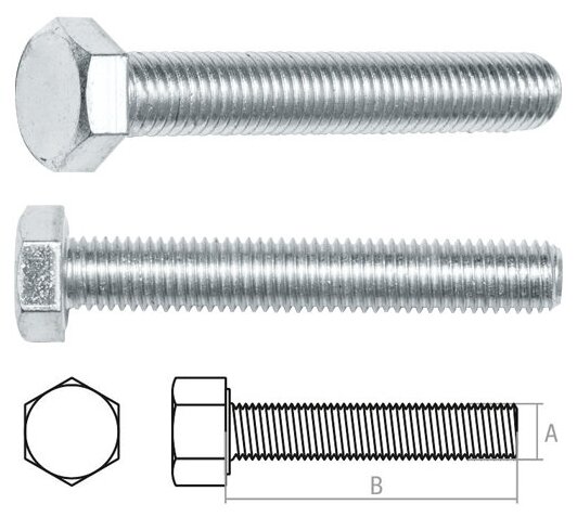 Болт М14х80 мм шестигр, цинк, кл. пр. 5.8, DIN 933 (5 кг) STARFIX (SMV1-21533-5)