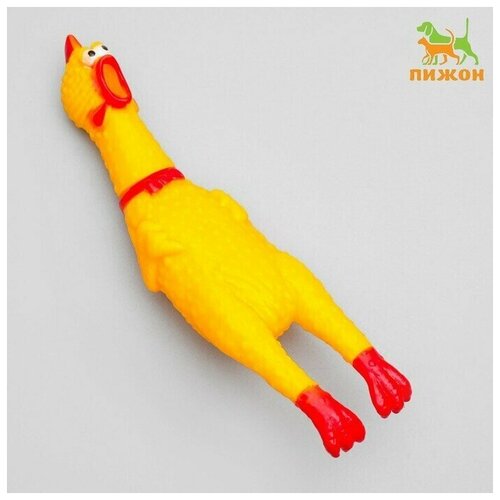 игрушки для розыгрыша курица искусственная резиновая курица игрушка резиновая курица кричащая курица игрушка Игрушка пищащая Задумчивая курица малая, 16,5 см, жёлтая