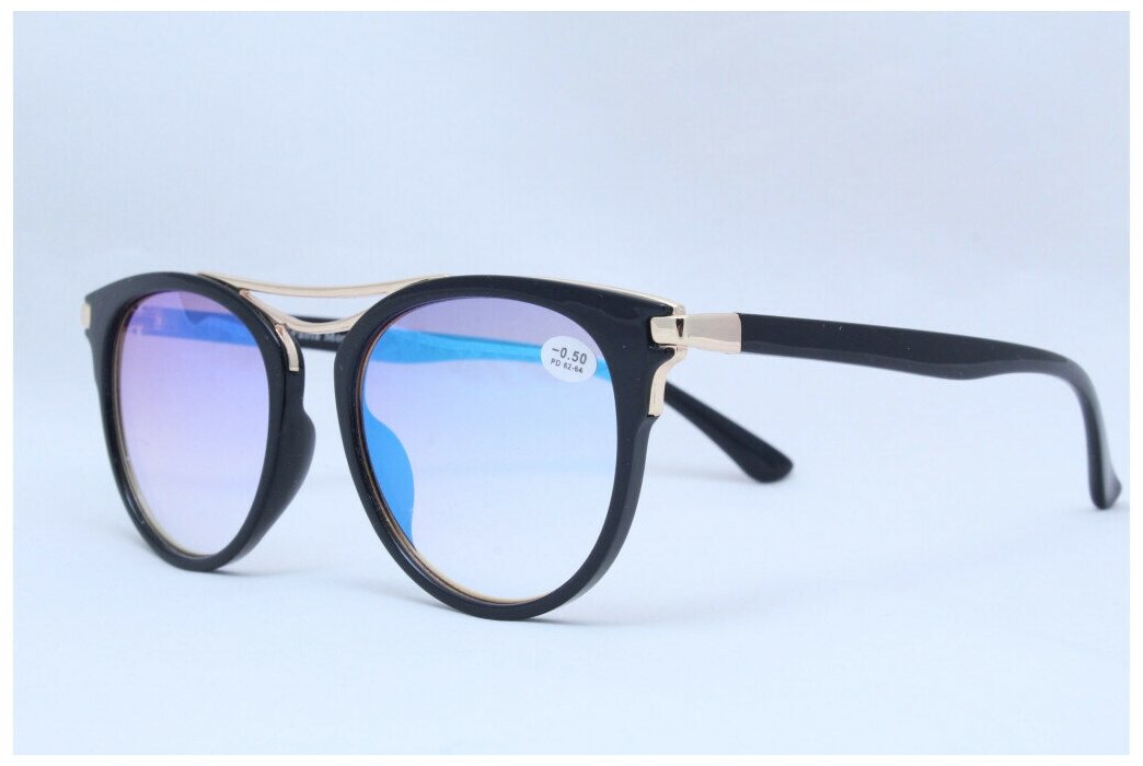Готовые очки для зрения ("антифара", зеркальные) Фабиа Монти 0217 черные