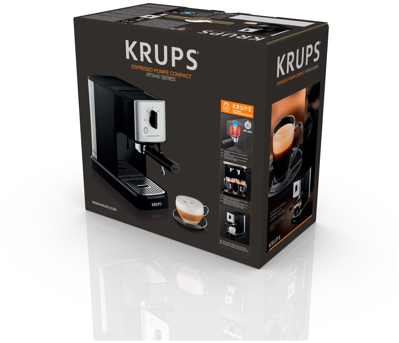 Кофеварка рожковая Krups Calvi Meca XP 3440 черный/серебристый - фотография № 8