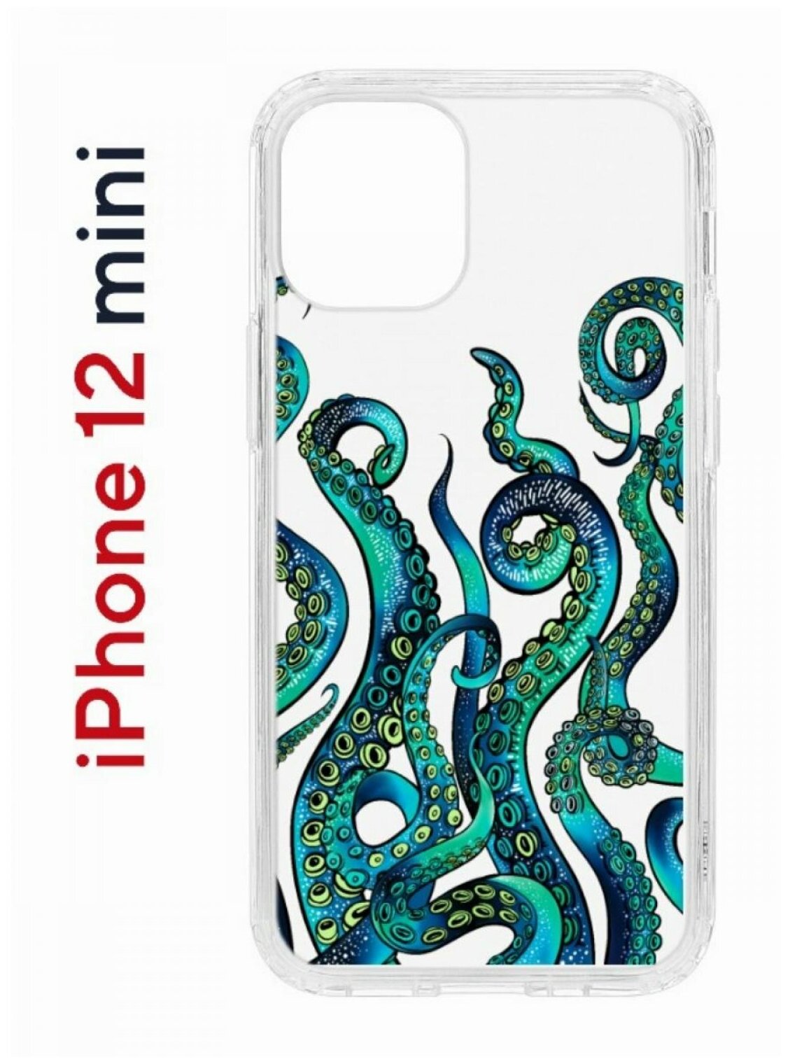 Чехол для iPhone 12 mini Kruche Print Щупальца противоударная пластиковая накладка с рисунком силиконовый бампер с защитой камеры кейс с принтом