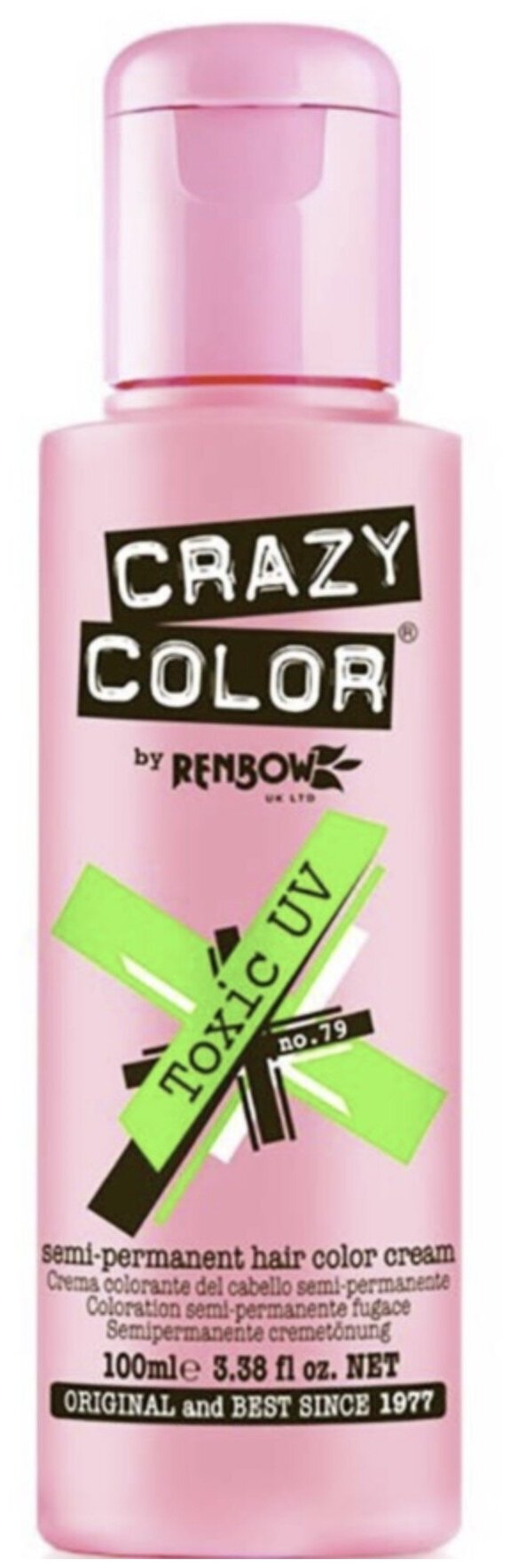 CRAZY COLOR Яркая краска, пигмент прямого действия, зеленый неон /79, 100 мл