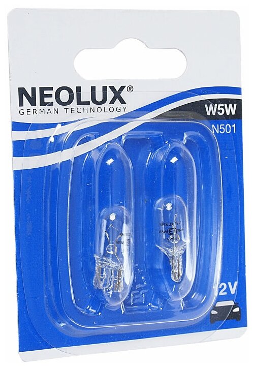 Лампа W5W 12V 5W W2,1x9,5d Neolux Standart 2 шт. блистер N501-02B