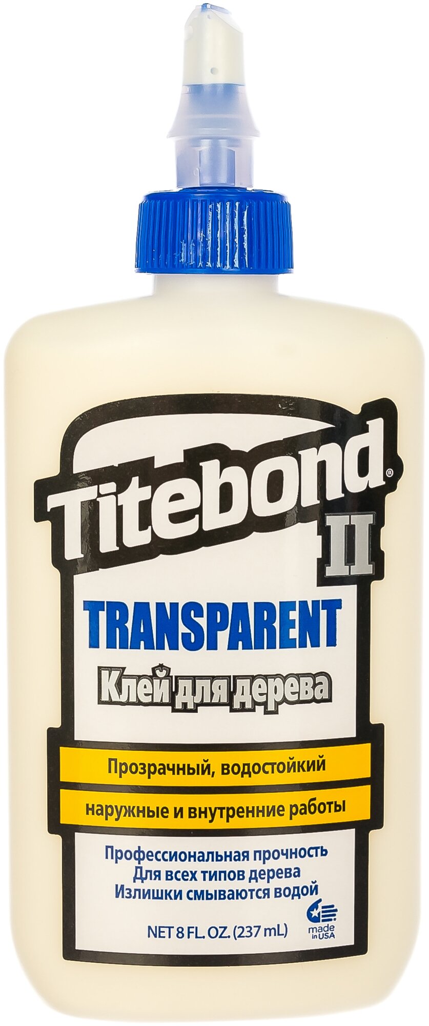 Titebond II TRANSPARENT Premium WOOD GLUE Столярный влагостойкий клей (тюбик, 237 мл)