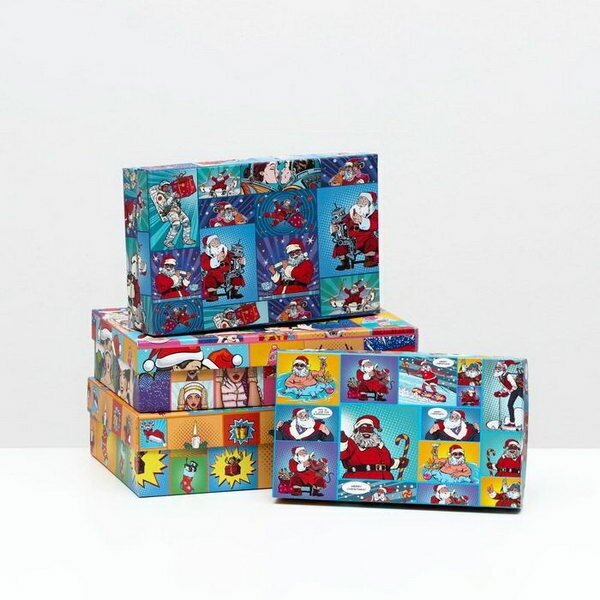 Набор коробок 4 в 1 "Рop-art новогодний 2", 30 x 20 x 8 - 24 x 14 x 5 см