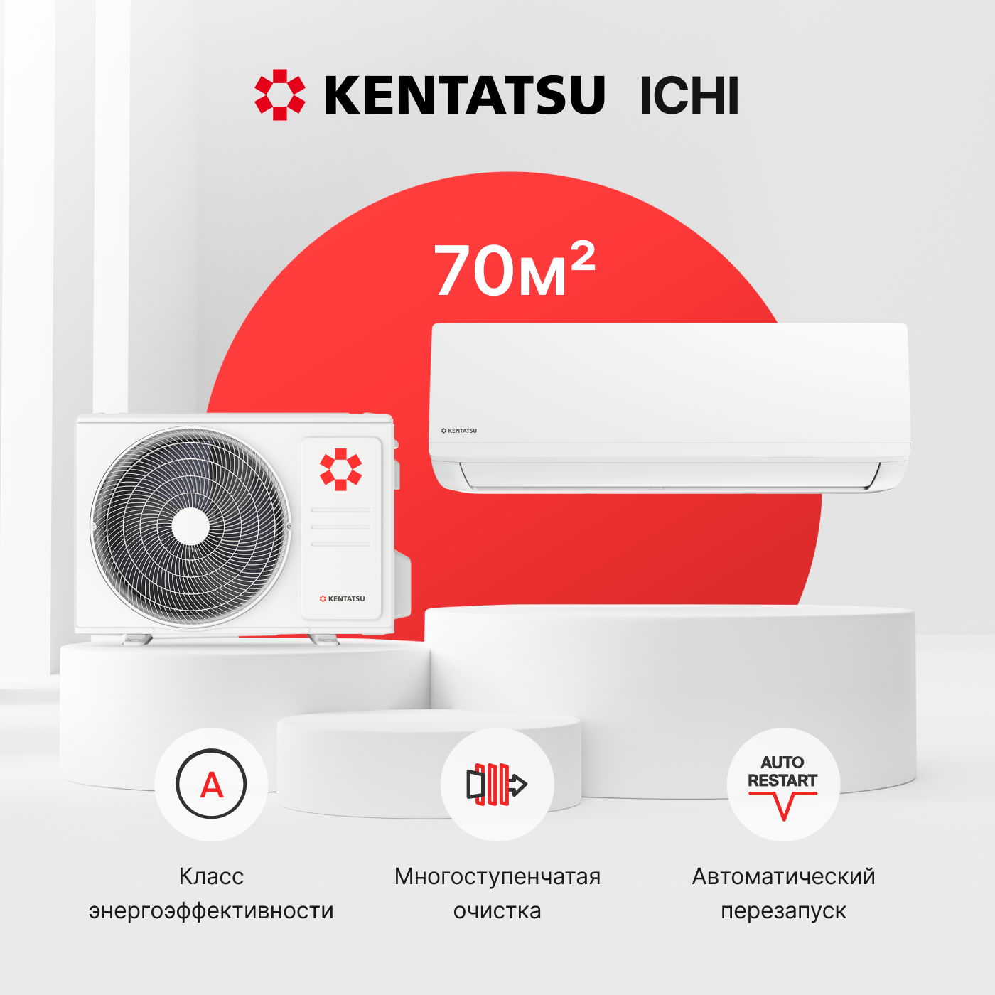 Настенная сплит-система Kentatsu Ichi KSGI70HFAN1/KSRI70HFAN1 для помещений до 70 кв. м.