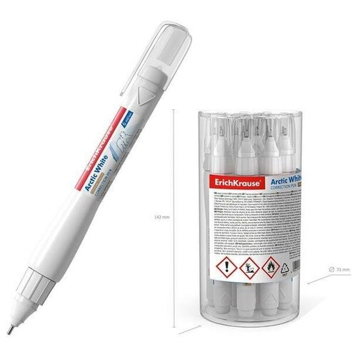 Ручка-корректор ErichKrause Techno White, 6 мл, с металлическим наконечником, 1 шт.
