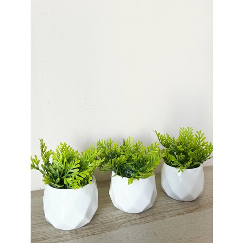 Искусственные цветы для декора в горшке DECORMARKT, набор из трех горшочков, искусственные растения в горшке из керамики, 11 см, ручная работа