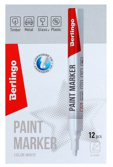 Маркер-краска Berlingo "Uniline PA400" белая, 2-4мм, нитро-основа - фотография № 10