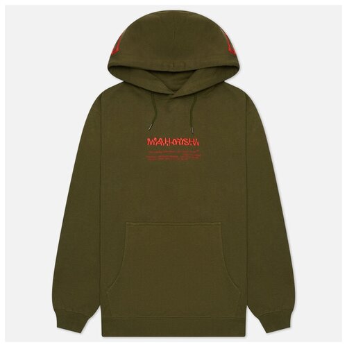 фото Мужская толстовка maharishi cubist dragon hoodie оливковый , размер xxl