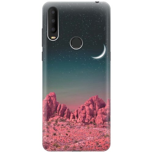 фото Cиликоновый чехол на alcatel 3x (2019) / алкател 3х 2019 с принтом "месяц над розовыми горами" gosso