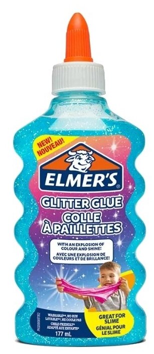 Elmers Клей для слаймов Glitter Glue 177мл, голубой, 177 мл