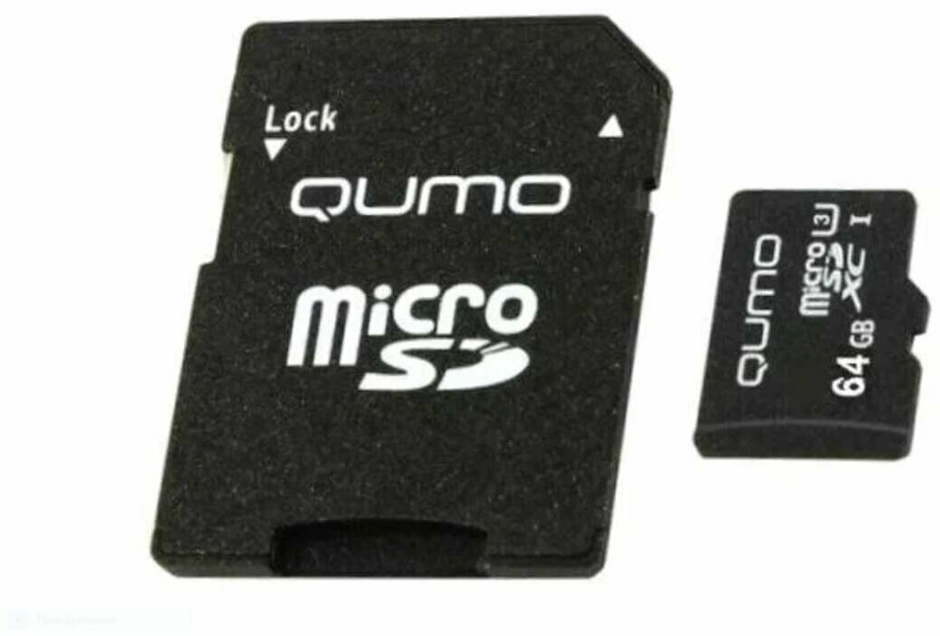 Карта памяти Qumo MicroSDXC 128 Gb 90/70 МБ/с UHS-I + ADP (QM128GMICSDXC10U3)