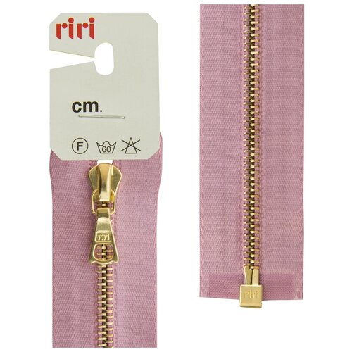 фото Молния металл, gold, разъёмная 1 замок, на атласной тесьме, 4 мм, 70 см, цвет 9413, светло-сиреневый riri