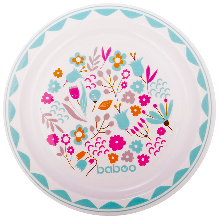 Тарелка baboo Flora (9-018), белый/голубой/розовый
