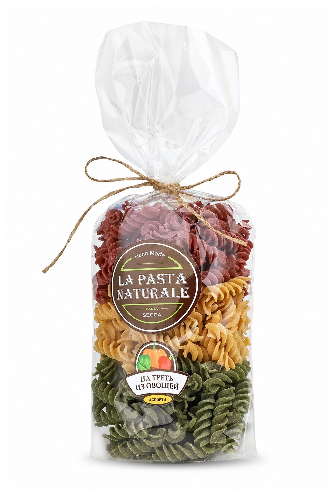 Макароны La Pasta Naturale Фузилли со шпинатом, свеклой и тыквой, 300 г - фотография № 1